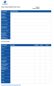 ONE-PAGE MARKETING PLAN